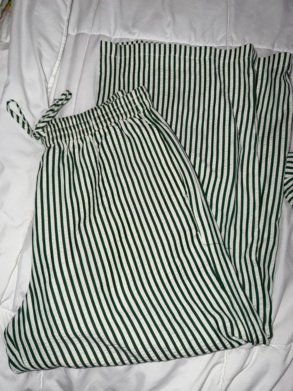 American Age Green and White Vertical-Stripe Maxi Skirt